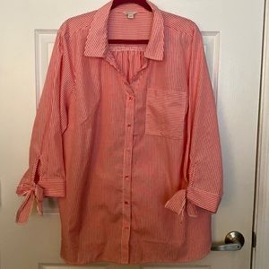New- Cato Est.1946 Striped Salmon and White Shirt. Size 22/24